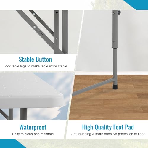 image for PayLessHere | 4FT Folding Table | Portable Plastic Table with Carry Ha