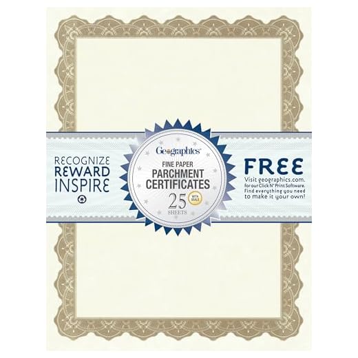 Geographics Award Certificate Paper Optima Gold - Blank with Gold Foil Seals, 25 Pack - 8.5 x 11 in