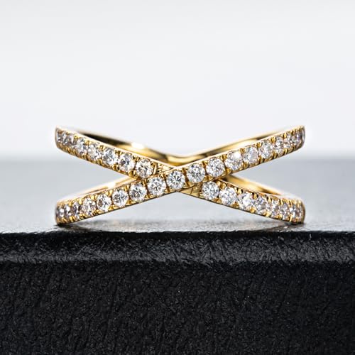 Moissanite Wedding Band 5 Stone/12 Stone 3MM D Color VVS1 Clarity Rope Twisted/Open Crossover/Half/Eternity Band 14K Gold Platin Anniversary Rings Promise Rings for Mom Wife Jewelry4