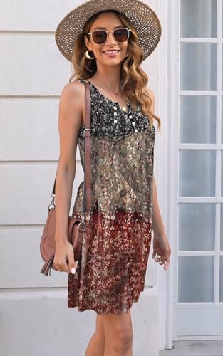 Image of Disamer Womens Summer Dress 2026 Casual Button Down V Neck Sleeveless Boho Floral Beach Sundresses Vacation A-Line Dresses