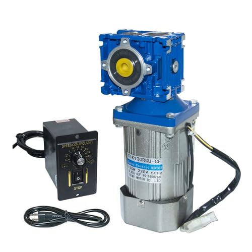 Bemonoc AC Turbine Worm Gear Reducer Motor, High Speed 110V 120W Electric Reversible Variable Speed Motor 190RPM with Speed Controller for Industrial Machinery and Home Applications