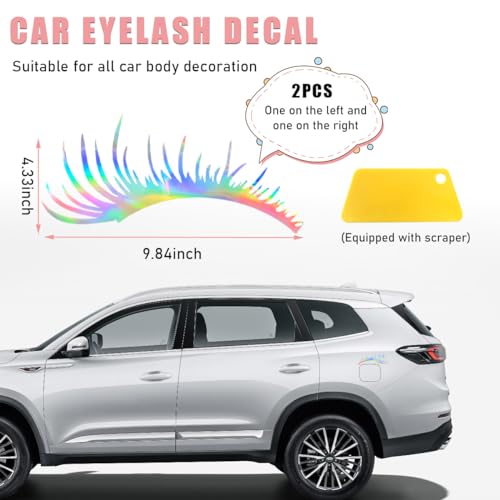 Image of Ohleats 2PCS Car Headlight Eyelash Stickers, Funny Cute Fake Eyelashes Bumper Window Decal, Waterproof Decoration Sticker for Auto Body Headlamp, Universal Exterior Car Accessories (Colorful)