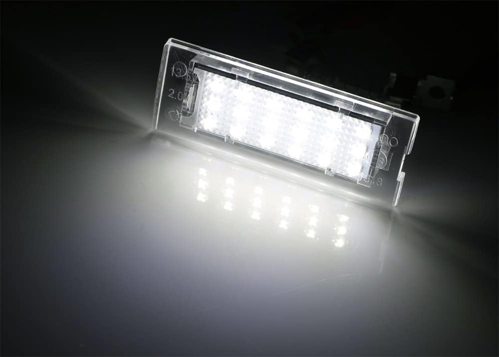 iJDMTOY CAN-bus Error Free Full LED License Plate Lights Compatible With BMW 2001-2006 E53 X5, 2004-2009 E83 X3, Powered By 18-SMD Xenon White LED Diodes