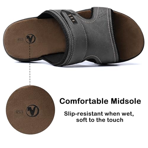 MIXIN Mens Slide Sandals Casual Slip On Beach Sandals with Adjustable Strap for Summer3