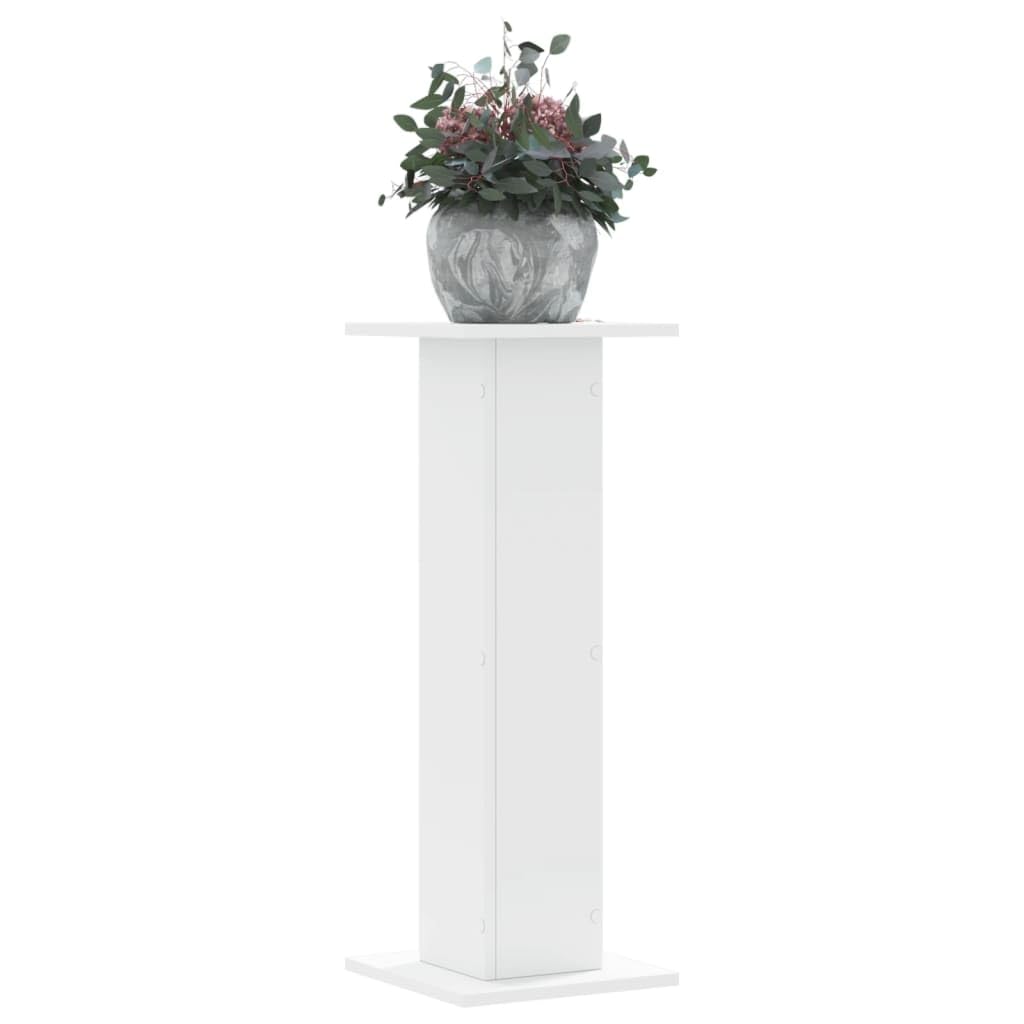 Stojak na rośliny 2 szt. biały 30 x 30 x 80 cm materiał drewnopochodny | Stabilny stojak na doniczki, pusty korpus wypełniony piaskiem, uchwyt ścienny w zestawie, na artykuły dekoracyjne