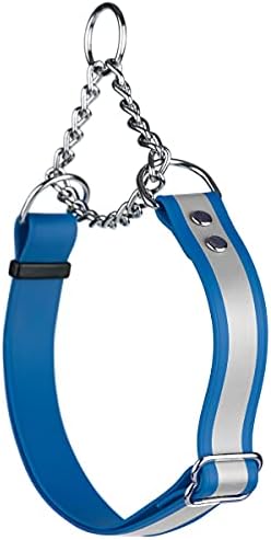 Dogline Martingale Waterproof BioThane Dog Collar – Premium Safety Adjustable Dog Collar with Reflective Strip – Dog Collar Herm Sprenger Assembly Chain – Comfortable and Lightweight – Easy to Clean