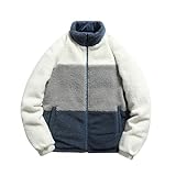 Genérico Chaqueta Hombre y Mujer Invierno Holgada Tallas Grandes Doble Cara con Polar Acolchada Panera(Blue, XL)