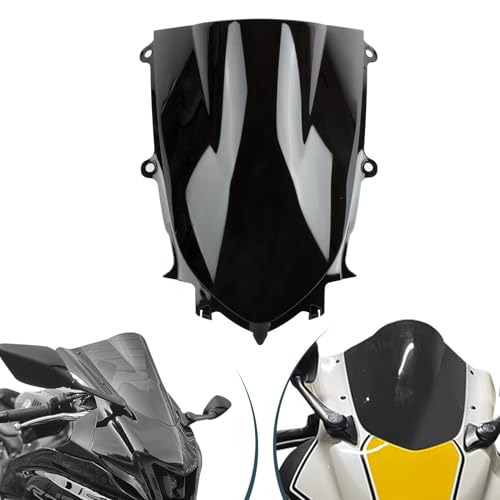 Image of Front Motorcycle Windshield Windscreen for YZF R6 2017-2025, R7 2021-2025 | premium ABS plastic, streamlined design, daily commute, front windshield replacement, Black