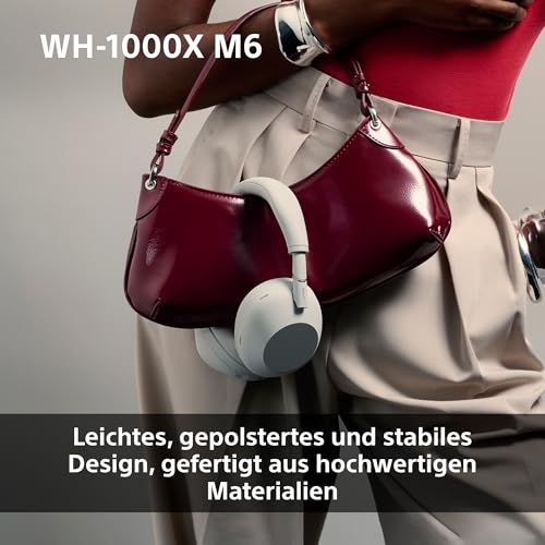 Sony WH-1000XM6 Flagship Noise Cancelling Over-Ear Wireless Kopfh&ouml;rer, Signature Hi-Res Sound, ultimativer Komfort, faltbarem Design, strapazierf&auml;hige Tasche, 30 Std-Akku, iOS & Android - Silber
