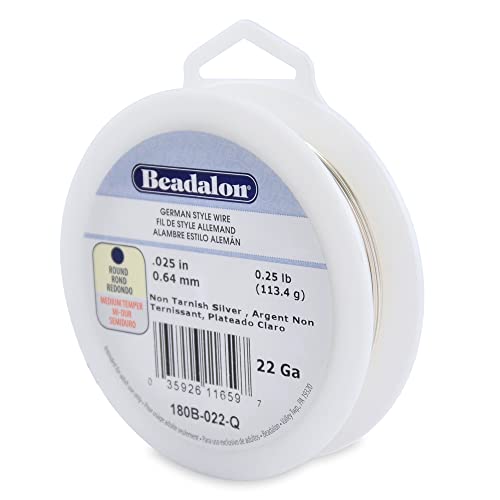 Beadalon German Style Wrapping Wire, Round, Silver Plated, 22 Gauge, 125 ft