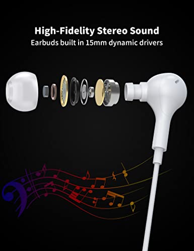 MFi認証済 iPhone イヤホン 有線 マイク 付き 純正 Lightning ライトニング イヤフォン カナル 型 テレワーク ノイズキャンセリング iPhone 14/14 Pro/14 Pro Max/13/12/11/X/XR/XS/XS Max/8/8P/7/7P/iPad/ipod対応 磁気 重低音 通話対応 リモコン付き ケース付き 白