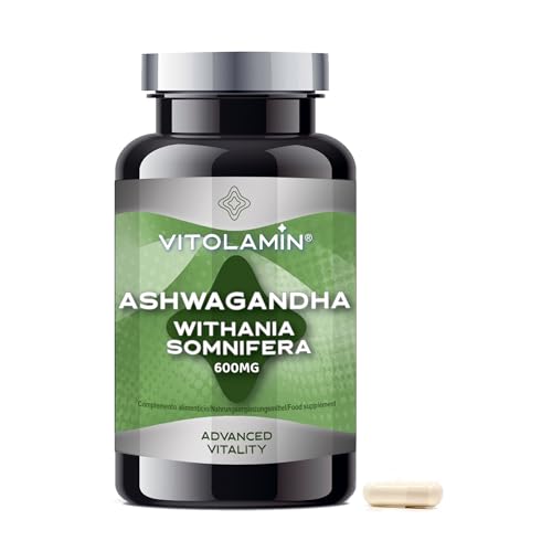 Ashwagandha VITOLAMIN® 120 cápsulas vegetales - 600mg (Withanolidos 15mg) | Relajación, Equilibrio cuerpo y mente, Descanso. 1 cápsula al día