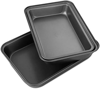 STARVAST Non Stick Oven Baking Trays, 3 Pieces Carbon Steel (PFOA Free) Roasting Tins Pans - Black