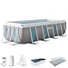 Intex 26770NP – Piscina Fuori Terra Prisma Frame Clearview Rettangolare, Pompa Filtro 2006 L/h, Scaletta, Telo Base e Copertura, 8418 L, Acciaio e PVC, Grigio, 400x200x122 cm