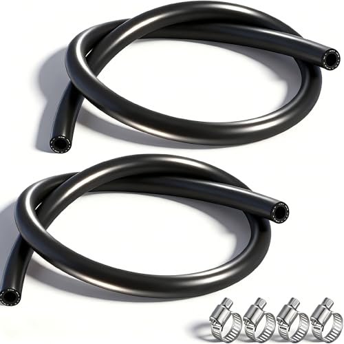 Image of 27232 11 /32 x 36 Inch Vacuum Hose with 4 Clamps, (85 PSI) EPDM Vacuum Line | 2 Pack High Temperature Flexible Tubing for General Air and Vent Line Applications