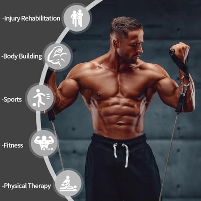 VEICK Resistance Bands, Exercise Bands for Working Out with Handles, Elastic Workout Bands for Men Women, Exercising Bands for Strength Training Equipment at Home Gym