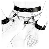 VKFOFEG Harness Damen Leder mit Handgelenksmanschetten, Gothic Kostüme