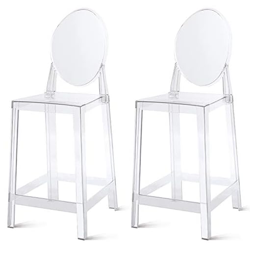 2xhome - Set of 2 25" Seat Height Barstool Modern Ghost Chair Ghost Stool Black Side Bar Stool Counter Stool Accent Stool No Arms (Clear)
