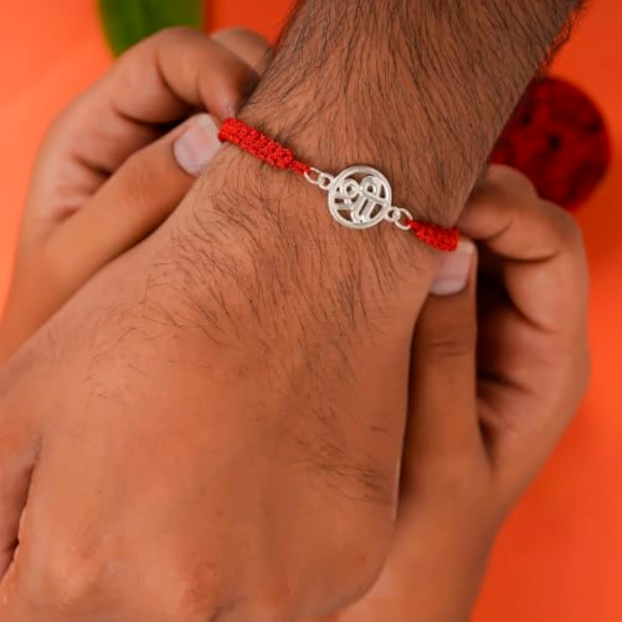 92.5 Sterling Silver Rakhi for Brother with Roli Chawal
