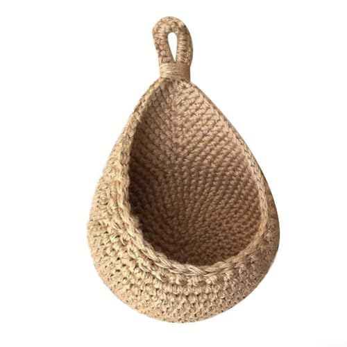 Hanging Wall Fruit Baskets, Vegetable Woven Basket for JUTE Eco Hanging Storage Basket Cotton Rope for Kitchen, Restaurant, Home(A（W14X H15 X20cm）)