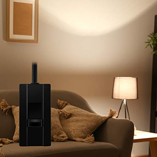 Topgreener Table-Top Plug In Dimmer For Table Or Floor Lamps, Slide Control, Works With 360 Watt Incandescent/Halogen And 150 Watt Dimmable Cfl/Led, Off At Lowest Dim, 6Ft Cord, Tgttdl300-Bk, Black #TOP6