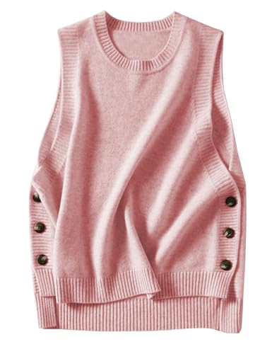 Image of HangNiFang Women's Round Neck Sleeveless Pullover Ribbed Knit Sweater Vest