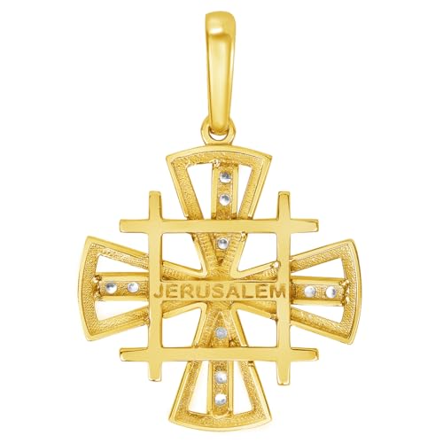14k Yellow Gold Christian Crusaders Jerusalem Cross Pendant3