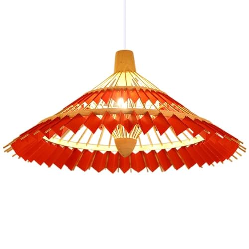 Chandelier en bambou suspension design japonais beige 50cm pour chambre