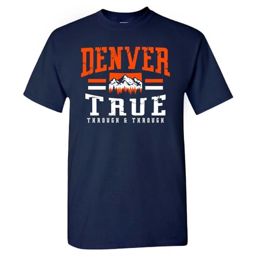 Vintage Football Men's T-Shirt for Denver Fans (Navy, XL)