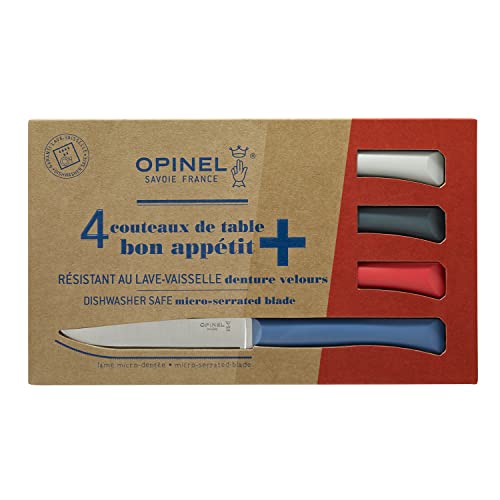 Opinel Bon Appetit+ Lot de 4 Couteaux de Table Bleu M