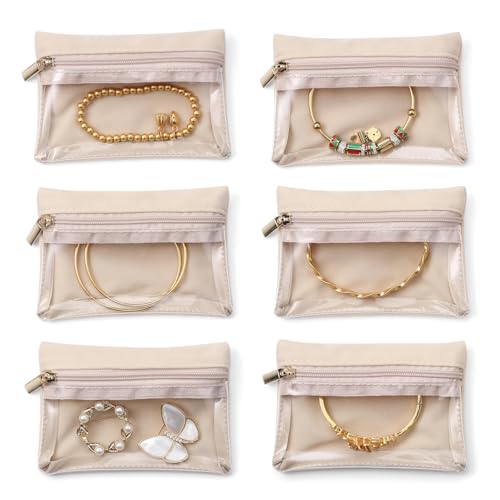 FUZVOL 6-Piece Travel Jewelry Pouch Set - Velvet Jewelry Organiser with Zipper - Portable Storage for Rings, Earrings, Necklaces, Bracelets