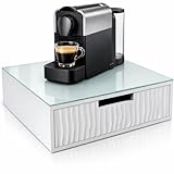 Cecaro Group Porta Capsule e Cialde Caffè con Cassetto in Bambù e Piano in Vetro Temperato...