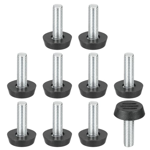 PATIKIL 10 Pcs M8 x 25mm Thread Adjustable Furniture Levelers, Furniture Feet Levelers Screw on Steel Screw in Threaded Leveling Feet Glides for Table Chair Cabinet Patio Legs
