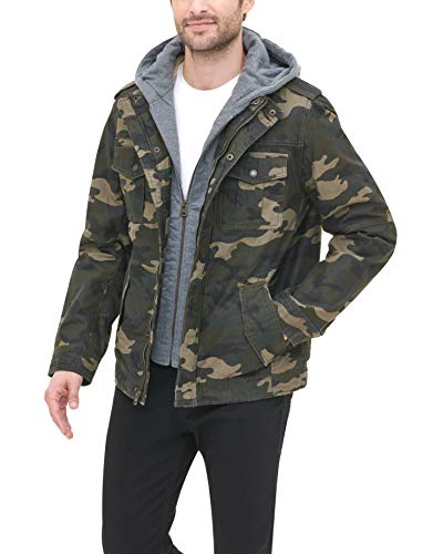 Image of Levi's Men's Washed Cotton Hooded Military Jacket (Regular & Big & Tall Sizes)