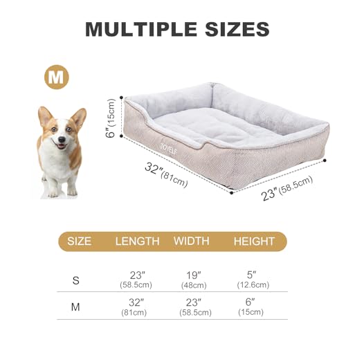 JOYELF Hundebett Waschbares beruhigendes Katzenbett, süßes Flauschiges Haustier Anti Angst Sofa für kleine bis mittelgroße Hunde und Katzen - mittelgroßes Rechteck
