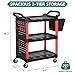 YITAHOME Auto Detailing Cart with Wheels, 3 Tier Rolling Detail Cart with Long Hanging Plate & Hooks & Hanging Bucket, Car Wash Organizer Cart for Detailers Garage, Workshop, Repair Shop, Storage Tool