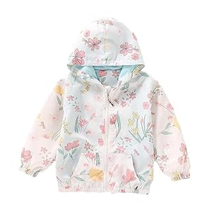 Kids Baby Toddler Girls Cartoon Spring Fall Outerwear Windbreaker Zipper Hooded Jackets Coat