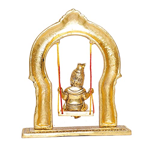 Image of KridayKraft Metal Laddu Gopal Swing Jhula Gold Plated Krishna Jhula palna for Temple,Pooja Room, Decor Your Home,Office & Gift Your Relatives On Wedding,Anniversaries,Birthday.
