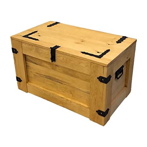 Rustic Wooden Storage Chest XL Wooden Chest Decoration Solid Shabby Chic Vintage Cover