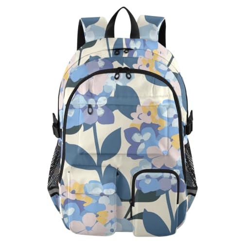 Mochila universitaria de 17.5 pulgadas con hortensias para campus y oficina