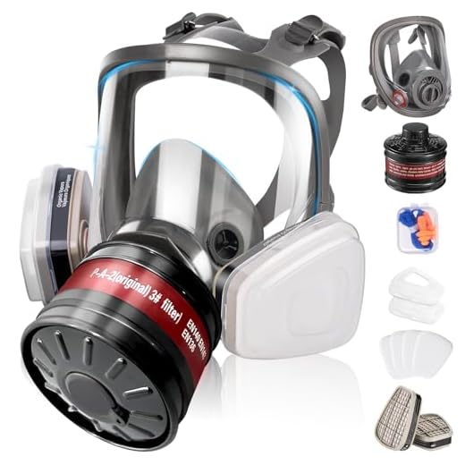 Full Face Respirator Mask, Gas Masks Survival Nuclear and Chemical - Reusable Respirator Mask with Filters 6001 & 40mm Activated Carbon Filter, Gas Mask for Vapors, Chemical, Painting, Welding