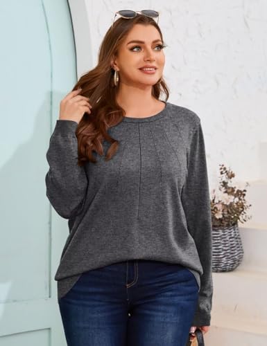 MONNURO Womens Plus Size Sweaters 2024 Long Sleeve Chunky Warm Knit Fall Pullover Tops Outfits Clothes4
