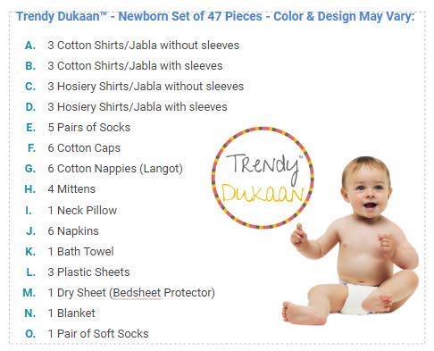Image of New Born Baby Gift Set for 0-6 Month Baby (Clothes, Feeding, Bag and Toys) (47 Piece Pack)