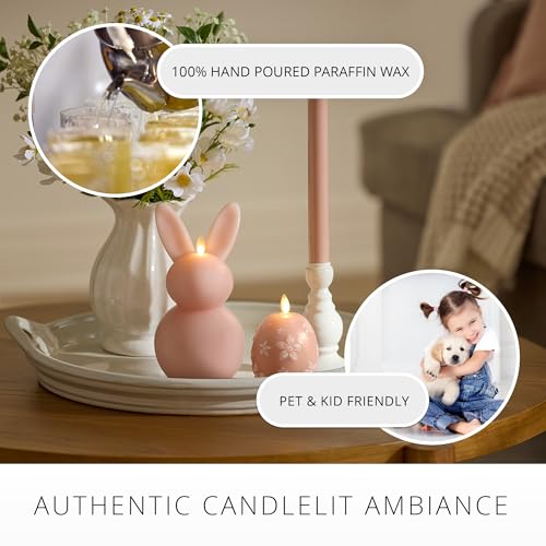 Image of Luminara Flameless Candle Crystal Beads Glitter Sphere, Unscented Real Wax LED Candle, Timer, Holiday Decoration Centerpiece (Dusky Rose Floral)