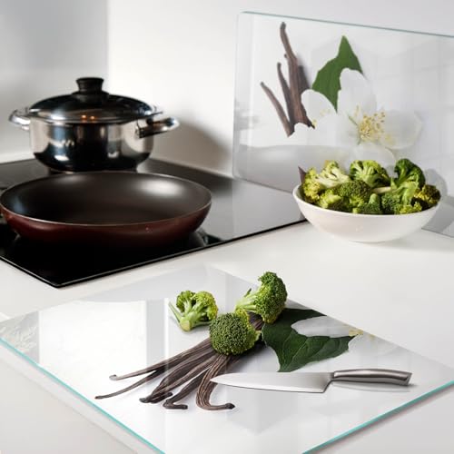 Planche en verre trempé avec pieds antidérapants pour cuisine