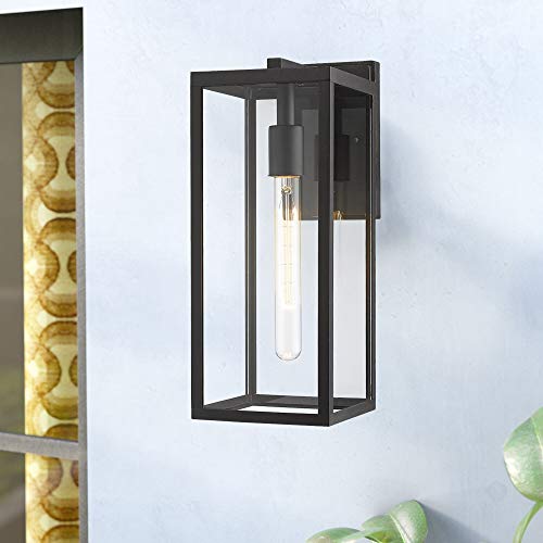 Bestshared 15" Outdoor Wall Lantern, 4 Pack Exterior Wall Sconce Light Fixtures,Wall Mounted Single Light, Black Wall Lamp With Clear Glass #TOP1