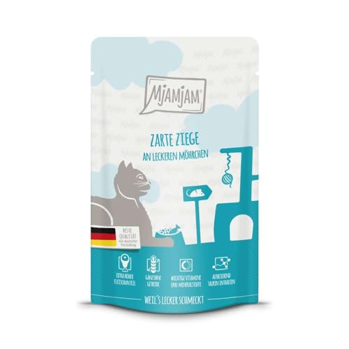 Produktbild von MjAMjAM Katze Quetschie Ziege und Karotten - 12 x 125 g