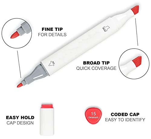 Wynhard Alcohol Markers art markers set Drawing Markers colour markers Dual Tip Brush Pens & Chisel Alcohol Based Art Markers for Kids, Adults Coloring & Illustration Twin Markers Set 30 Pcs