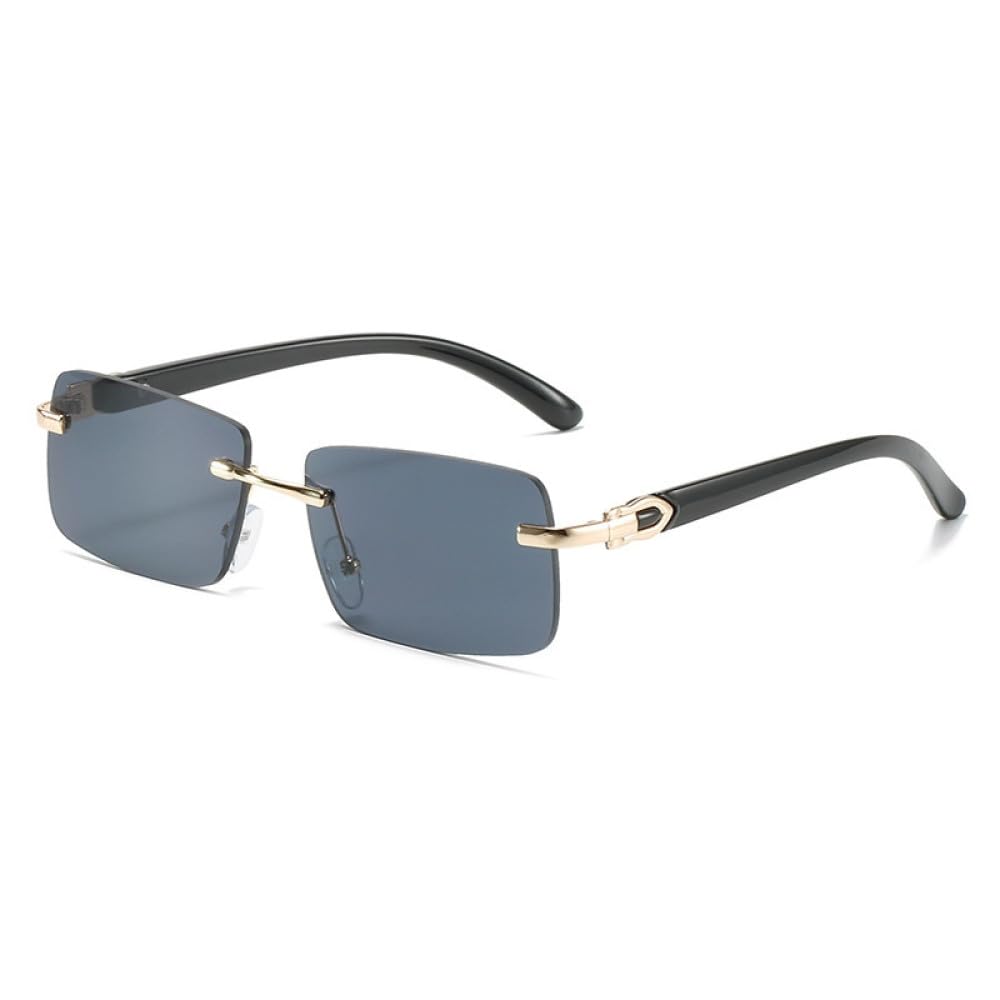 Klassische randlose Sonnenbrille für Damen, Metall, quadratisch, rechteckig, Sonnenbrille für Damen