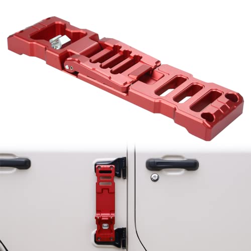 KANGIKX Door Hinge Foot Step for Jeep,Folding Foot Pegs with Bottle Opener Compatible with Jeep Wrangler 2007-2018 JK JKU, 2018-2020 JL JLU & Gladiator 2020-2022JT 1PC, Red